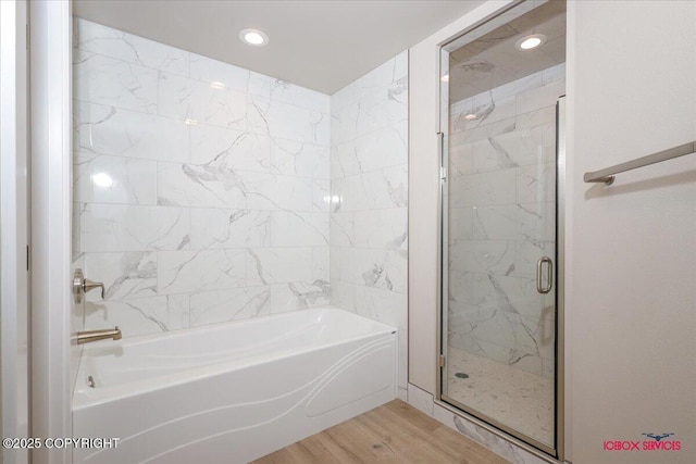 9089 E Spring Creek Cir, Palmer, AK 99645 - full bathroom featuring wood finished floors and recessed lighting