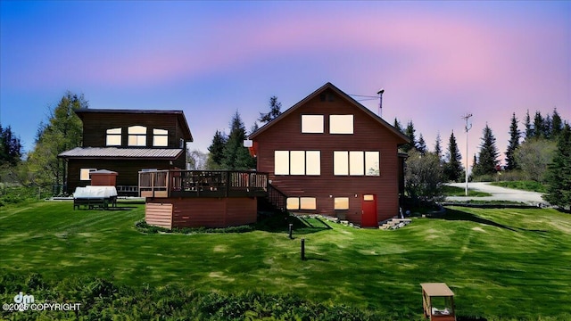 5301 N Glacier View Ct, Homer, AK 99603 - back of house featuring a wooden deck, a yard, and stairs