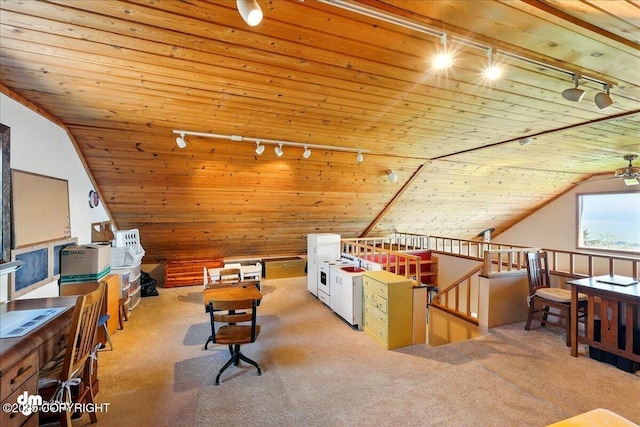 5301 N Glacier View Ct, Homer, AK 99603 - additional living space featuring carpet floors, wooden ceiling, and lofted ceiling