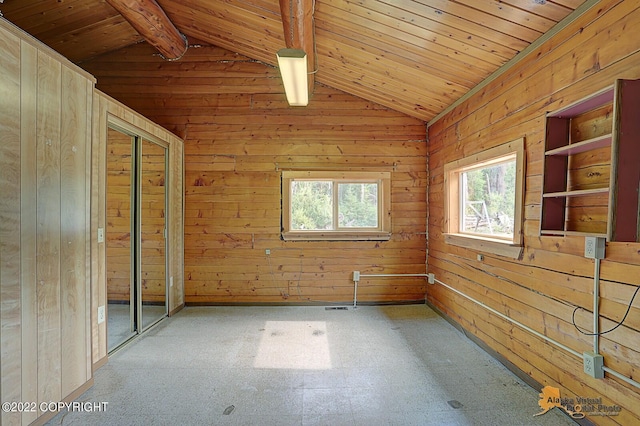 8301 W Lost Valley Rd, Wasilla, AK 99623 - spare room featuring wood walls and wood ceiling