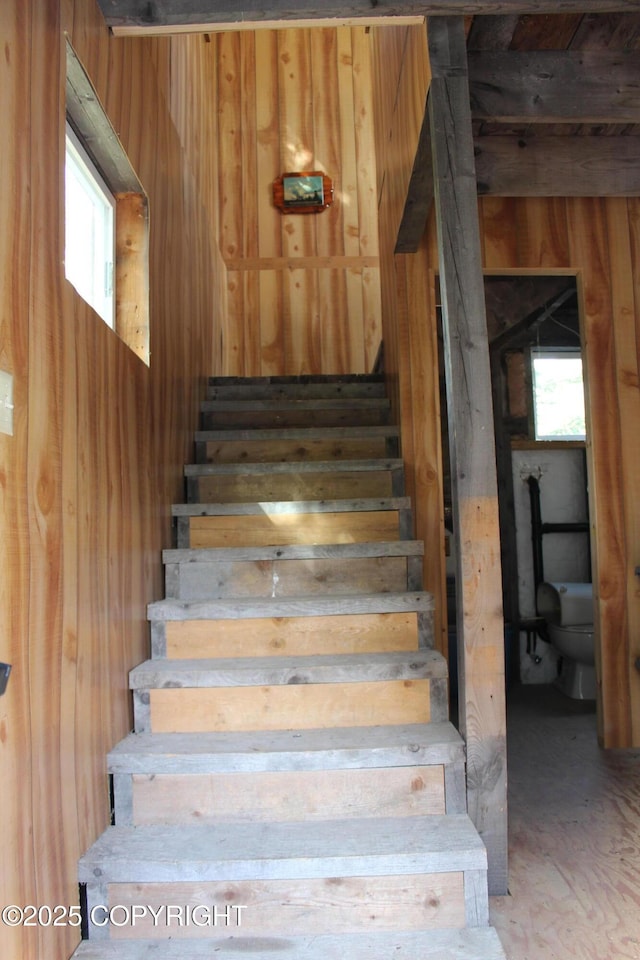 63760 Elizabeth Ave, Ninilchik, AK 99639 - stairway with plenty of natural light and wooden walls