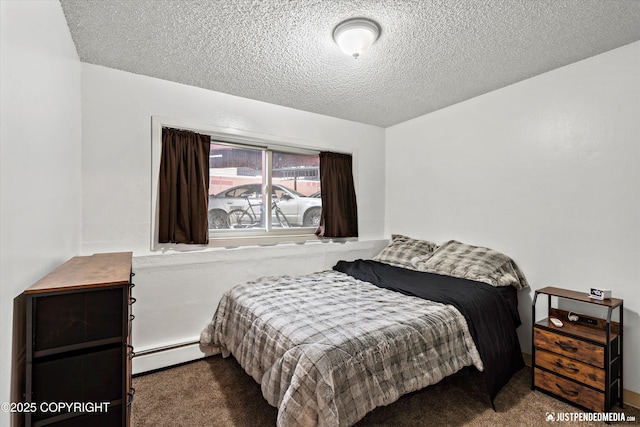 4433 San Ernesto Ave # 104, Anchorage, AK 99508 - carpeted bedroom featuring baseboard heating and a textured ceiling