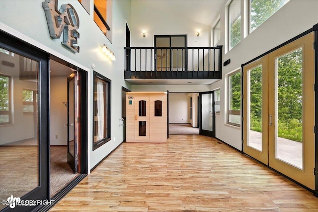 4821 S Outrigger Dr, Wasilla, AK 99654 - foyer entrance with a high ceiling, wood finished floors, and french doors