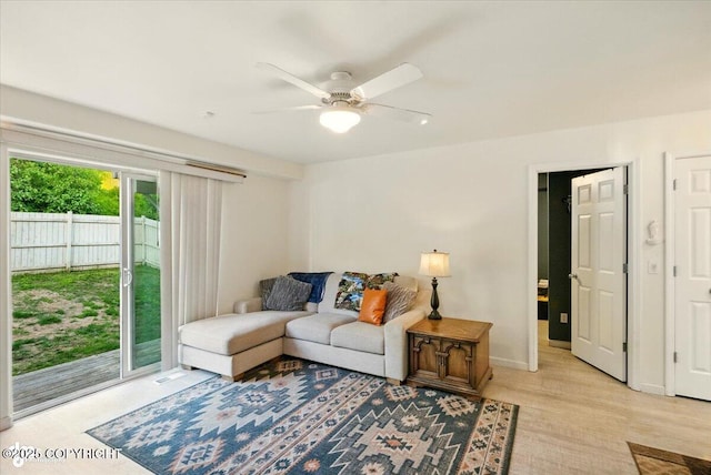 11437 Spyglass Hill Cir, Anchorage, AK 99515 - living area with ceiling fan and light wood-type flooring