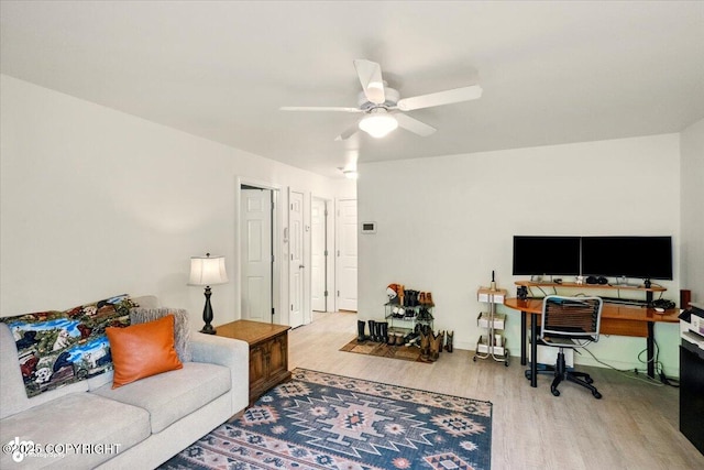 11437 Spyglass Hill Cir, Anchorage, AK 99515 - office featuring wood finished floors and ceiling fan