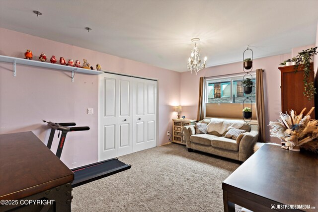 1506 M St, Anchorage, AK 99501 - living room with a chandelier and carpet flooring