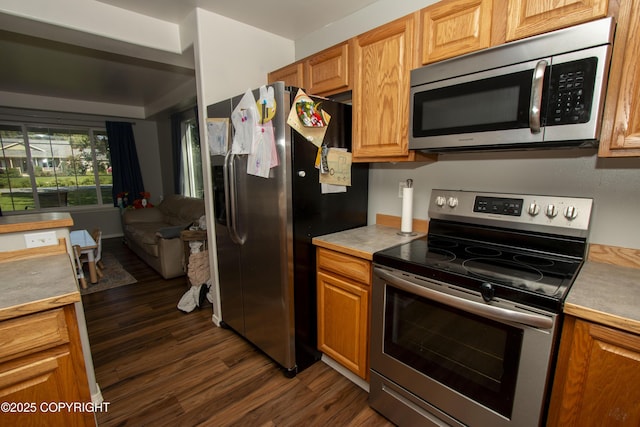 3208 E Serendipity Loop, Wasilla, AK 99654 - kitchen with stainless steel appliances, dark wood finished floors, and light countertops