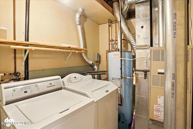 5680 W Birch Harbor Dr, Wasilla, AK 99623 - laundry room featuring independent washer and dryer, water heater, and heating unit