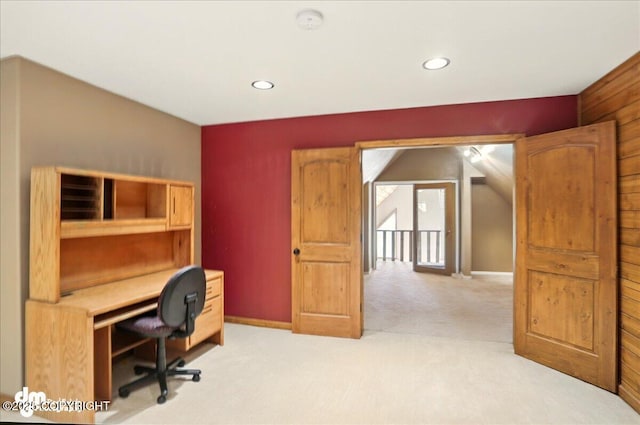 5680 W Birch Harbor Dr, Wasilla, AK 99623 - office featuring light carpet, recessed lighting, and baseboards