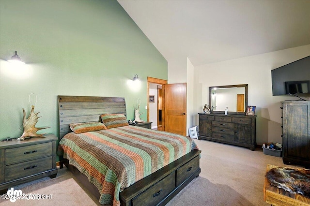 6325 S Hayfield Rd, Wasilla, AK 99654 - bedroom featuring carpet and high vaulted ceiling
