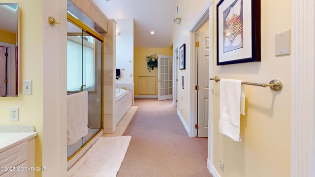 22 Sing Lee Aly # 5, Petersburg, AK 99833 - hall with light carpet, baseboards, and recessed lighting