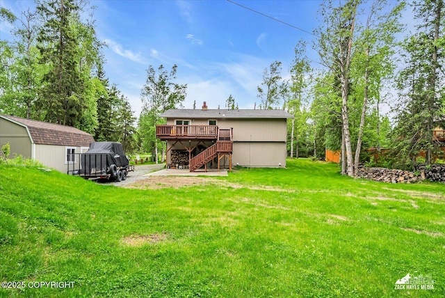 19705 Citation Rd, Eagle River, AK 99577 - rear view of property featuring stairs, a deck, and a yard