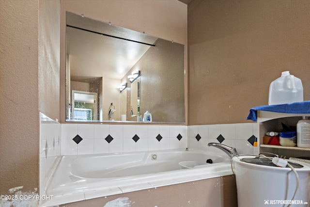 1503 N Heather Meadows Loop Unit 54, Anchorage, AK 99507 - bathroom with a garden tub, toilet, and a textured wall