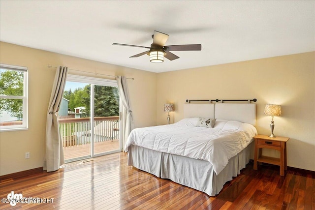 10410 Constitution St, Anchorage, AK 99515 - bedroom with access to exterior, wood-type flooring, and ceiling fan