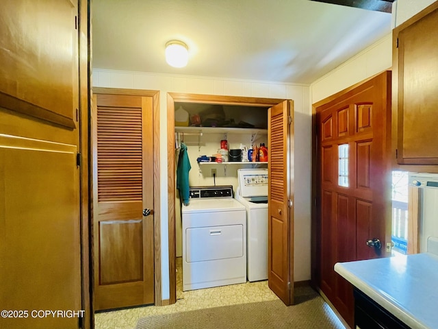 1310 Madsen Ave, Kodiak, AK 99615 - washroom with washer and clothes dryer and crown molding