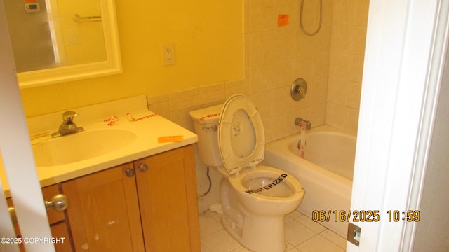 2024 Oxbow Cir, Anchorage, AK 99516 - full bathroom featuring tile patterned floors, vanity, shower / bathtub combination, and tile walls