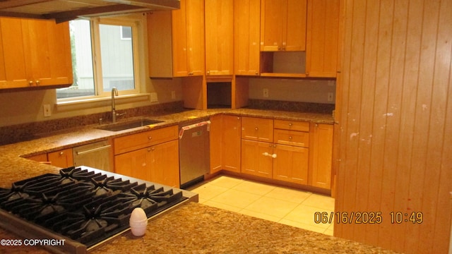 2024 Oxbow Cir, Anchorage, AK 99516 - kitchen with dishwasher, gas cooktop, light tile patterned floors, light stone countertops, and open shelves