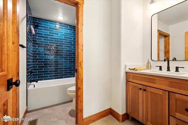 7350 E Narnia Cir, Palmer, AK 99645 - full bathroom with vanity, toilet, baseboards, and  shower combination