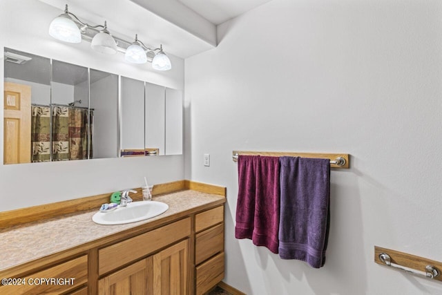 7879 W Sally Ct, Wasilla, AK 99623 - bathroom with vanity and curtained shower