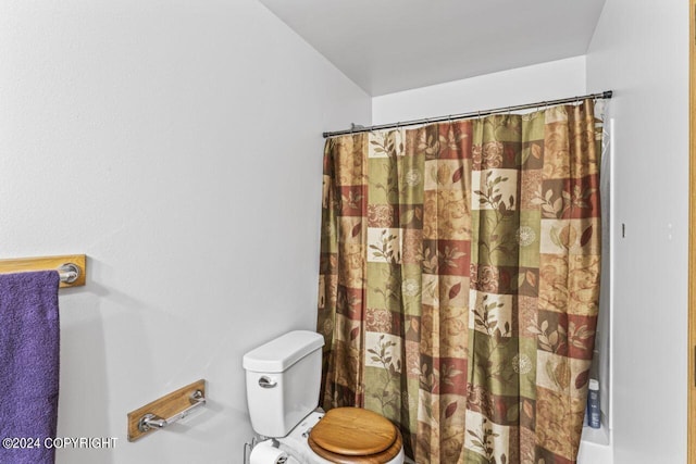 7879 W Sally Ct, Wasilla, AK 99623 - bathroom with toilet and a shower with shower curtain