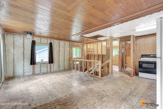 8380 N Gold Creek Cir, Palmer, AK 99645 - kitchen with white electric range and wood ceiling