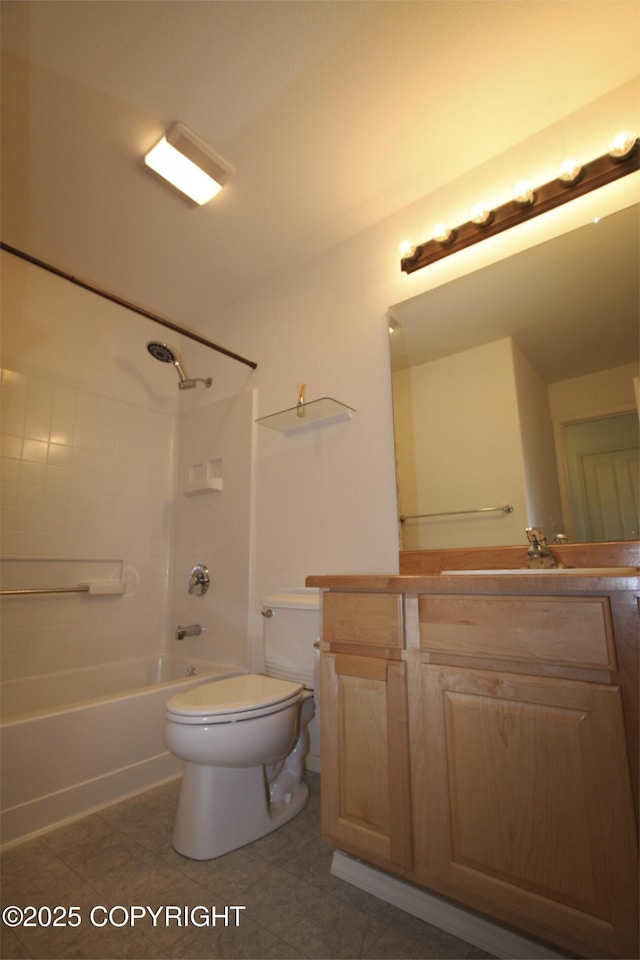 1932 Casey Cusack Loop, Anchorage, AK 99515 - bathroom with washtub / shower combination, toilet, vanity, and tile patterned floors