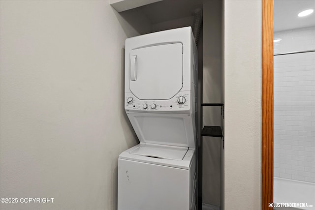 905 Wild Rose Ct # 905, Anchorage, AK 99518 - laundry room with stacked washer / dryer