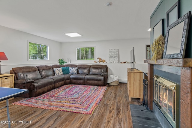 45035 Ptarmigan Pl, Soldotna, AK 99669 - living room with a glass covered fireplace and wood finished floors