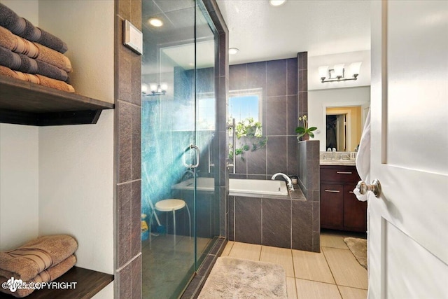 3872 N Charley Dr, Wasilla, AK 99654 - full bath with vanity, a bath, a shower stall, and recessed lighting