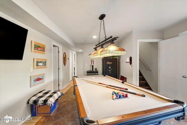 3872 N Charley Dr, Wasilla, AK 99654 - game room featuring pool table, dark tile patterned flooring, recessed lighting, and baseboards