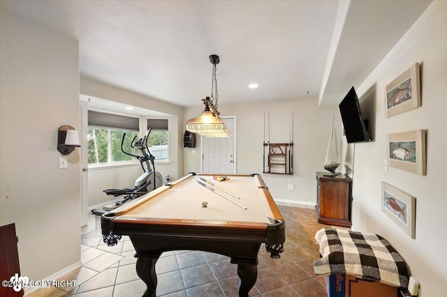 3872 N Charley Dr, Wasilla, AK 99654 - recreation room with pool table, tile patterned floors, baseboards, and recessed lighting