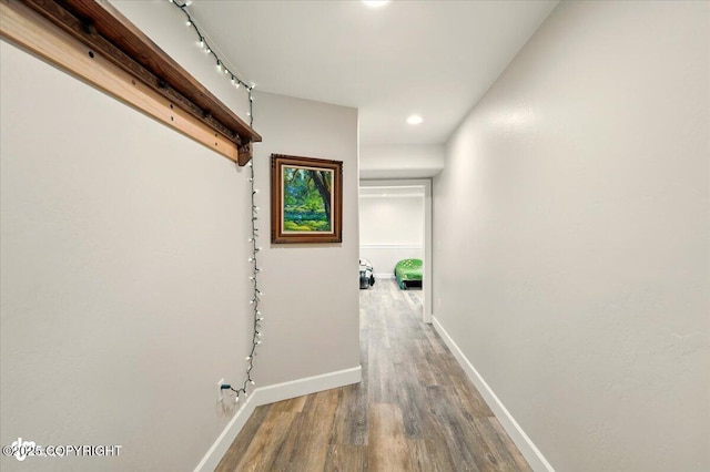 2034 E Sage Rd, Wasilla, AK 99654 - corridor featuring wood finished floors, baseboards, and recessed lighting