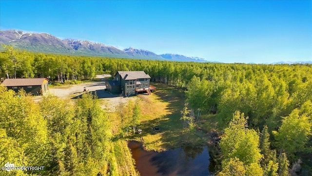 2034 E Sage Rd, Wasilla, AK 99654 - aerial view of property and surrounding area featuring a forest and a water and mountain view