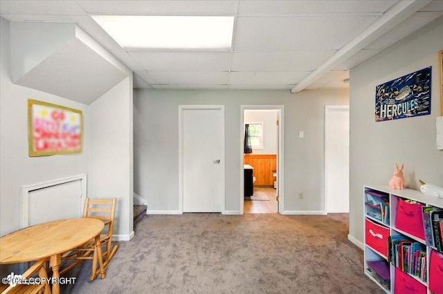 751 W Crestwood Ave, Wasilla, AK 99654 - game room with carpet flooring, a drop ceiling, and baseboards