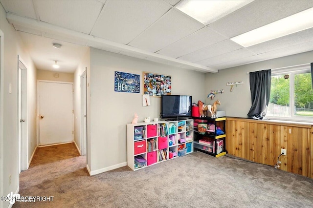 751 W Crestwood Ave, Wasilla, AK 99654 - rec room featuring carpet floors and a paneled ceiling