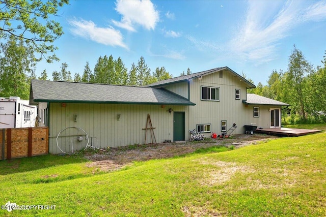751 W Crestwood Ave, Wasilla, AK 99654 - rear view of property featuring a deck and roof with shingles