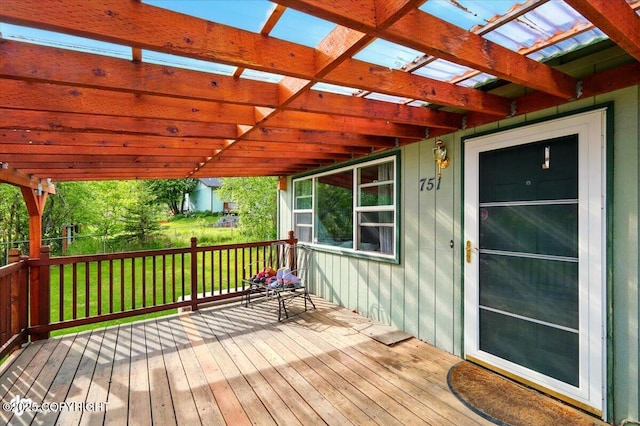 751 W Crestwood Ave, Wasilla, AK 99654 - wooden terrace with a pergola and a yard