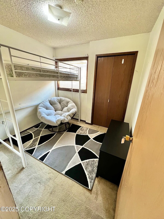 10250 Jamestown Dr # B-09, Anchorage, AK 99507 - carpeted bedroom with a textured ceiling and a closet
