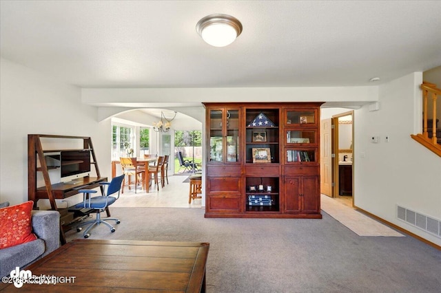 500 S Daysha Cir, Palmer, AK 99645 - office with arched walkways, a chandelier, and light colored carpet
