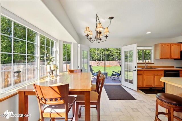 500 S Daysha Cir, Palmer, AK 99645 - dining area featuring a chandelier, recessed lighting, and lofted ceiling