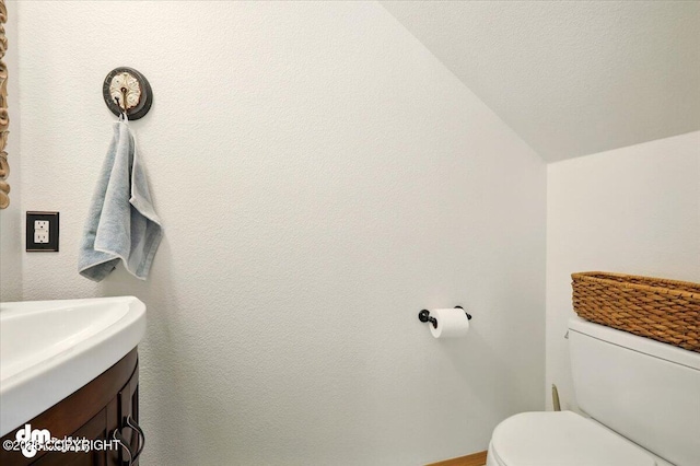 500 S Daysha Cir, Palmer, AK 99645 - bathroom featuring toilet, vaulted ceiling, and vanity