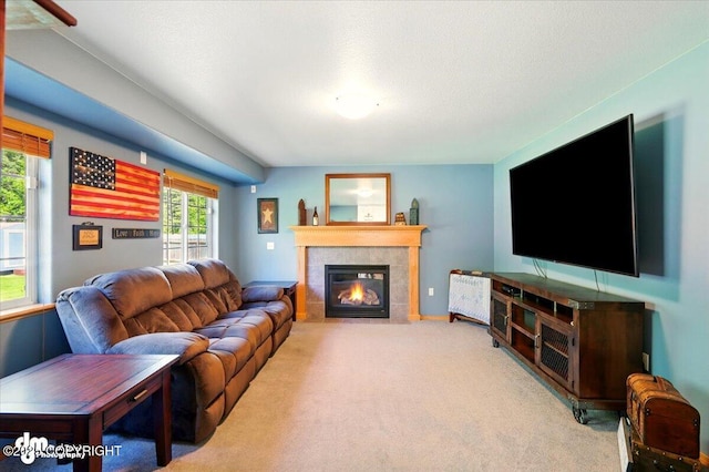 500 S Daysha Cir, Palmer, AK 99645 - living room featuring carpet flooring and a tiled fireplace