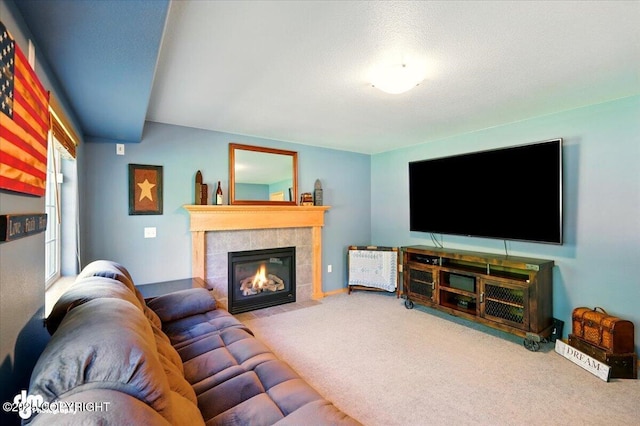 500 S Daysha Cir, Palmer, AK 99645 - living room featuring carpet floors and a tiled fireplace
