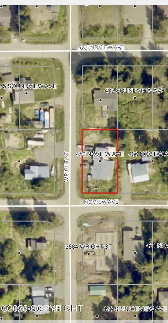 450 Noview Ave, Homer, AK 99603 - aerial map of property and surrounding area featuring property parcel outlined