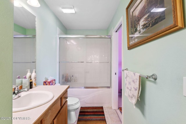 4245 Scenic View Dr, Anchorage, AK 99504 - bathroom featuring vanity, toilet, and enclosed tub / shower combo