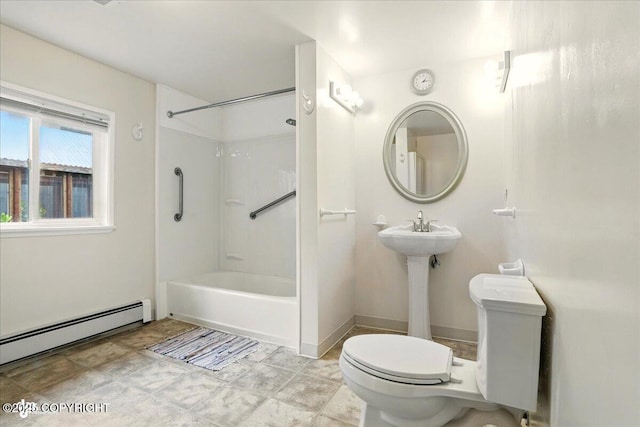 2527 Cottonwood St, Anchorage, AK 99508 - full bathroom with baseboard heating, toilet, and  shower combination