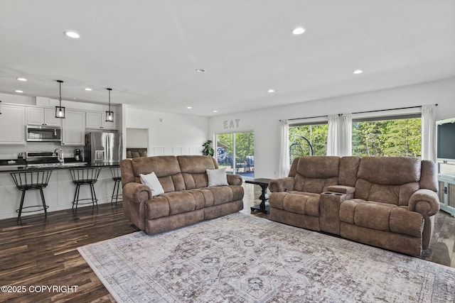 37653 Deville Rd, Soldotna, AK 99669 - living area featuring recessed lighting and dark wood finished floors
