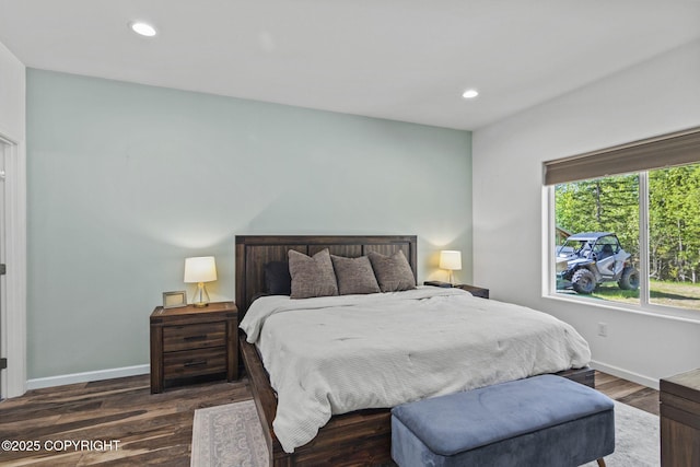 37653 Deville Rd, Soldotna, AK 99669 - bedroom with baseboards, wood finished floors, and recessed lighting