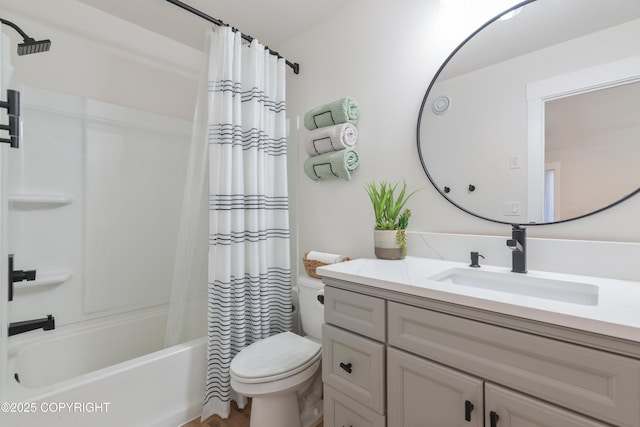1645 N Vroman Dr, Palmer, AK 99645 - full bath featuring toilet, vanity, and shower / bath combination with curtain