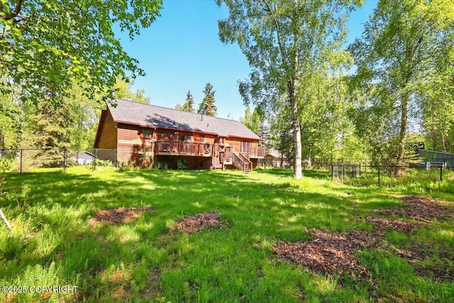 7965 S Settlers Bay Dr, Wasilla, AK 99623 - rear view of house with stairs and a deck